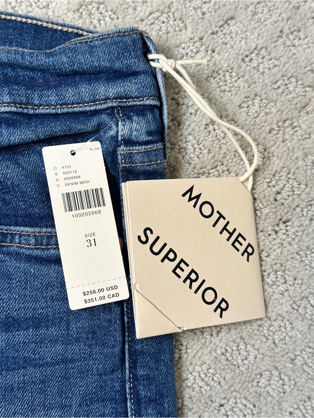 NWT sz 31 Mother Tomcat Roller Skimp mid rise wide leg wash Perfectly Imperfect - Picture 11 of 14